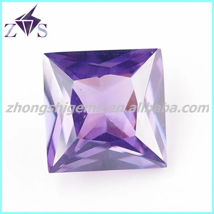 amethyst color princess cut cz loose stones