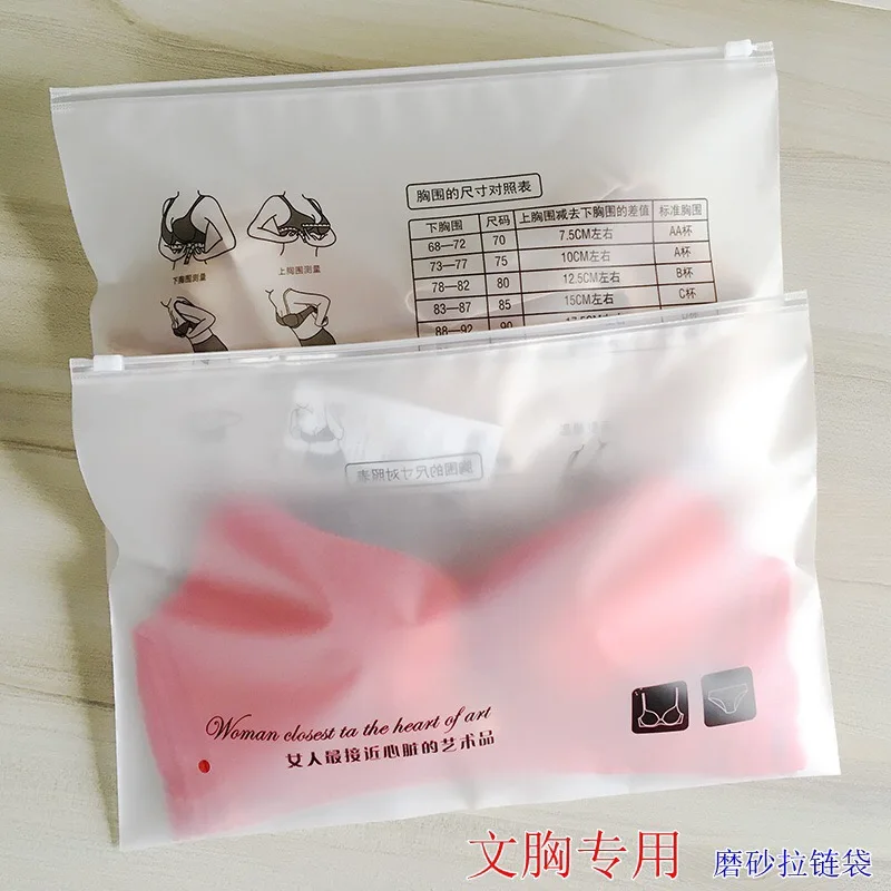 Custom LOGO Printing Pe Clear bra bikini zip lock plastic packaging bag