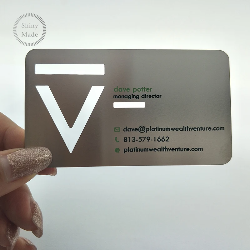 
Custom high end metal name card laser cut stainless steel metal business card 