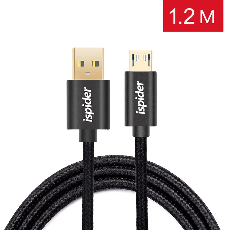 Ipider качество нейлоновый плетеный кабель usb быстрое зарядное устройство мобильного телефона кабель