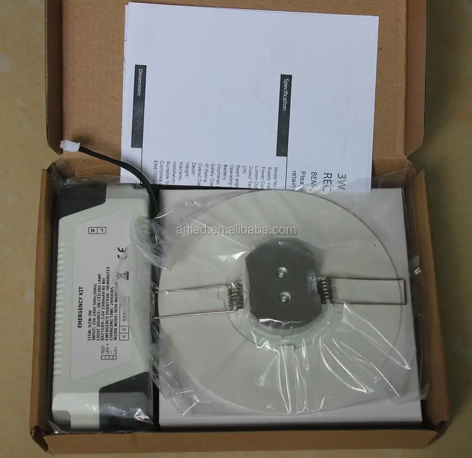 LED Emergency Spotlight 1W/3W 6000K Non-Maintained Recessed Ceiling Lights IP20 3hrs discharge