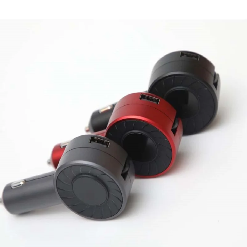 
New Car Charger Fast Charge 3 in 1 Data Cable Telescopic Car Interior Cigarette Lighter Plug USB Apple Android 