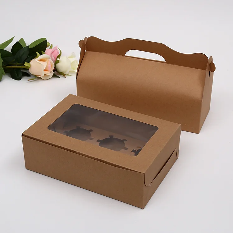 
Recycled brown small or big Kraft paper cookies snack food take out container box 