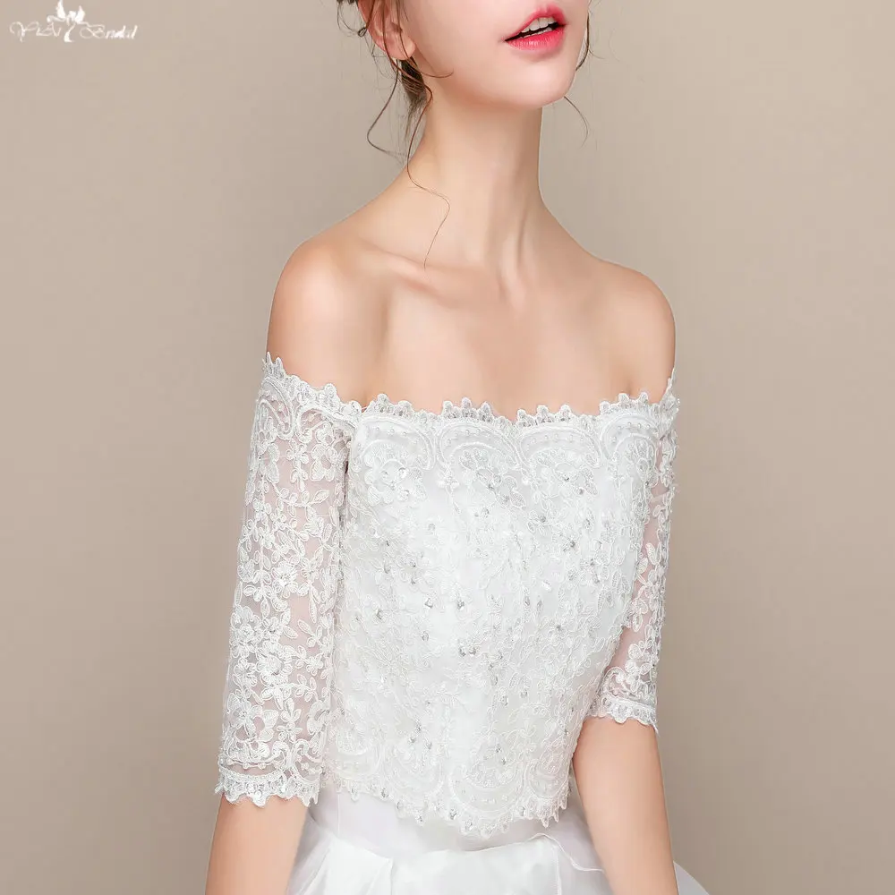 LZP090 Off Shoulder Long Sleeve Sequin Fabric Bolero Jacket Bolero Wedding