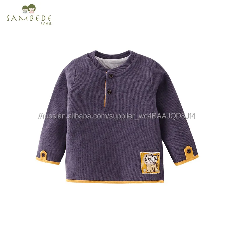 Sambede 100% футболка из хлопка для мальчиков Детская Верхняя одежда Детские теплые футболки для зимы SM6D5703