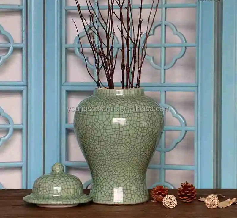 Chinese High Temperature Porcelain Solid Color Painting Ceramic Ginger Jars