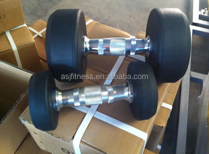 Factory Direct Sale Commercial Gym Dumbbell Set 50kg Rubber Round Dumbbell