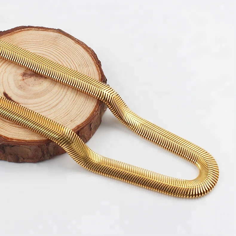 Золотая сменная цепочка змеи в елочку OUMI из нержавеющей стали