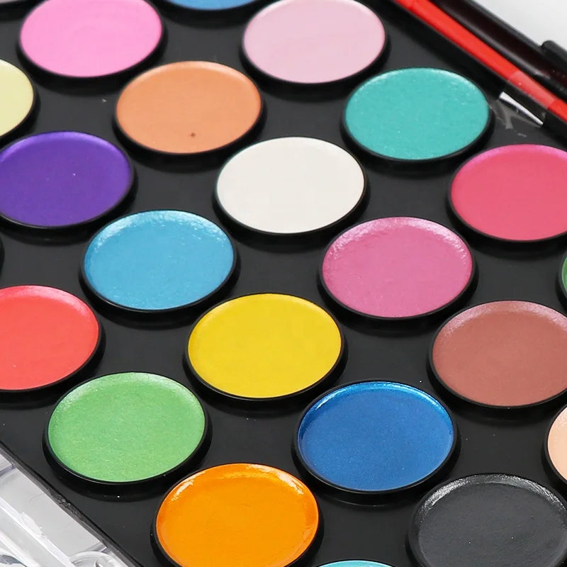 
28 pans water soluble paint non toxic pearlescent watercolor set 