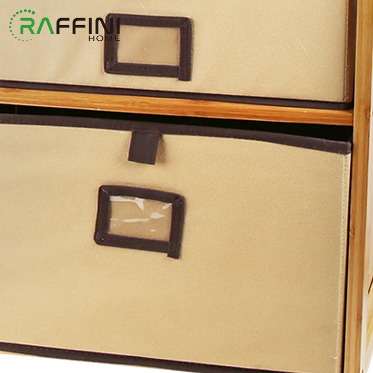 
Top Grade Flexible Rotation Bamboo+Non-woven Wood Drawer Cabinet Storage Organizer Furniture 