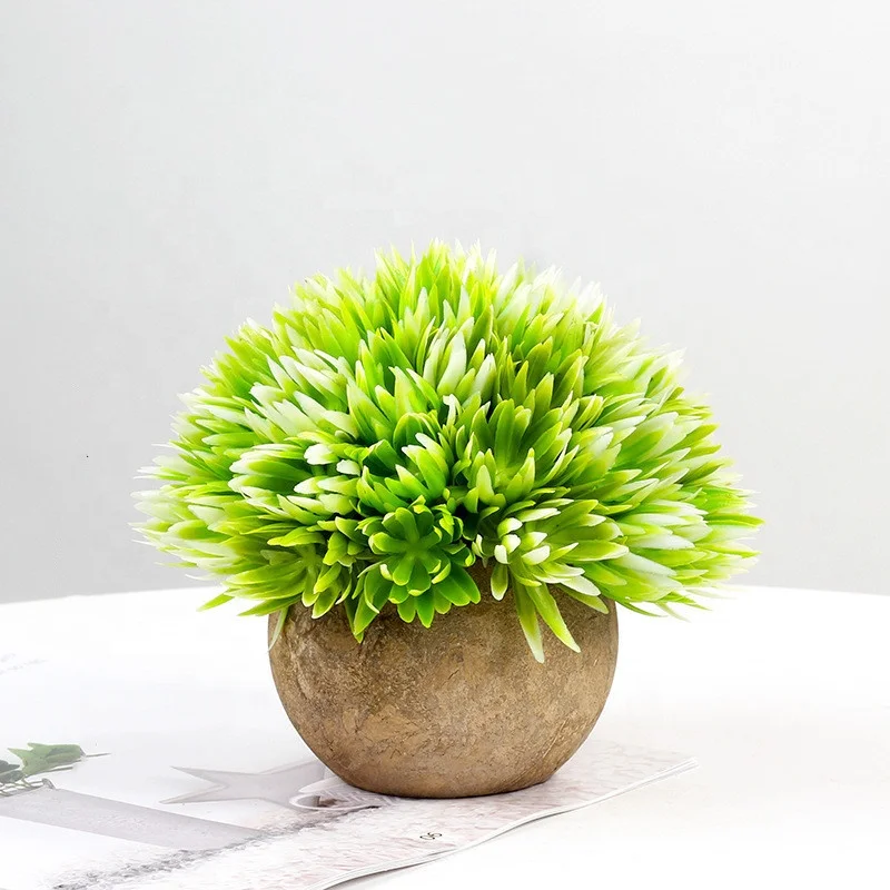 V-3021 Mini Plastic Artificial Plants Grass In Pot/small Artificial For Desk Decoration