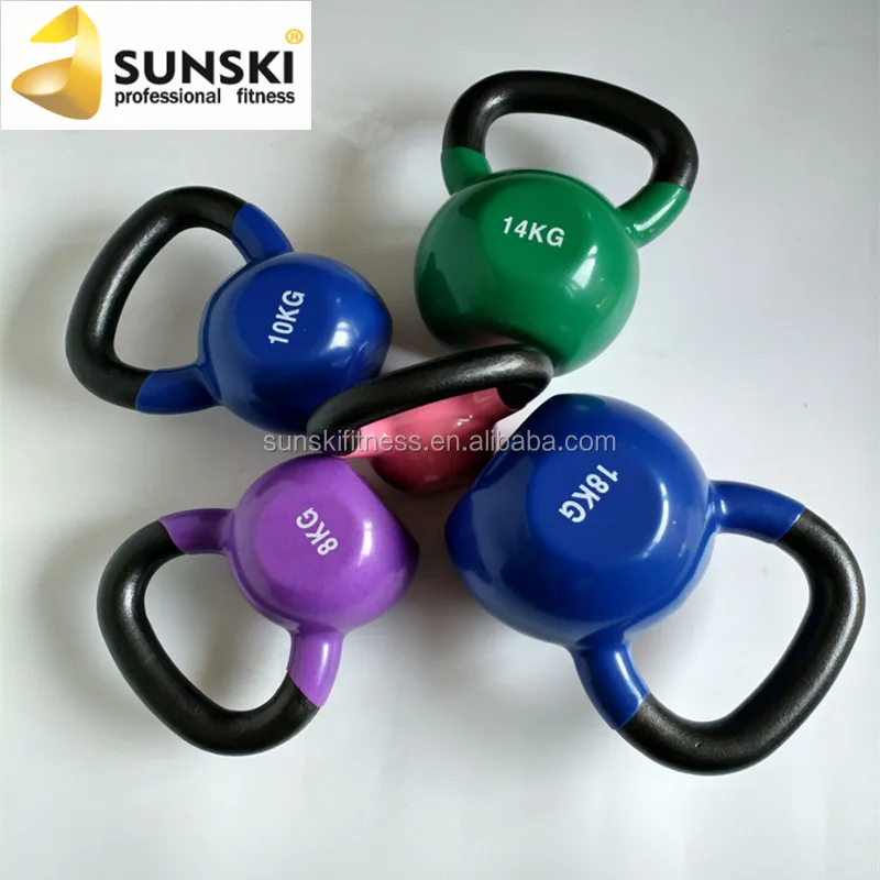 Crossfit оборудования Виниловым Покрытием Гиря и тренажерный зал упражнения винил гири