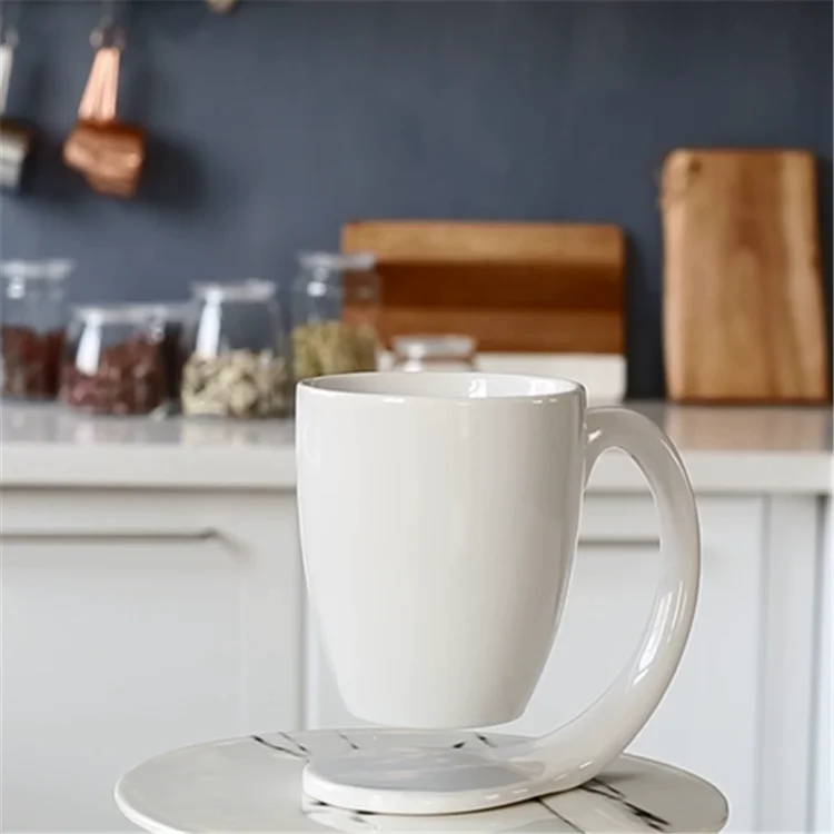 Popular home decoration gift unique suspending ceramic coffee mug with handle