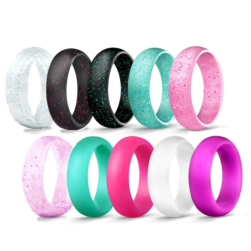 Stylish Silicone Band Ring with fine flash Chic Silicone Wedding Rings Women Custom Silicone Ring