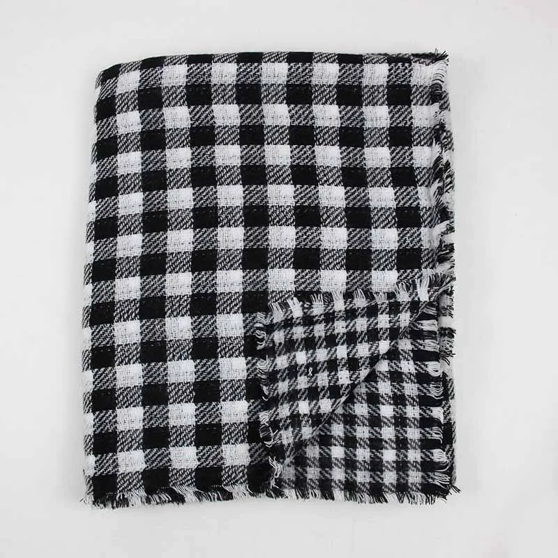 Wholesale Women Double Side Red And Black Buffalo Plaid Pashmina Scarf