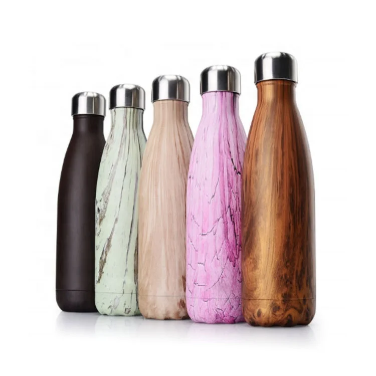 
wholesale double wall stainless steel insulated marble water bottle flask marble thermos customized logo MOQ 200PCS 