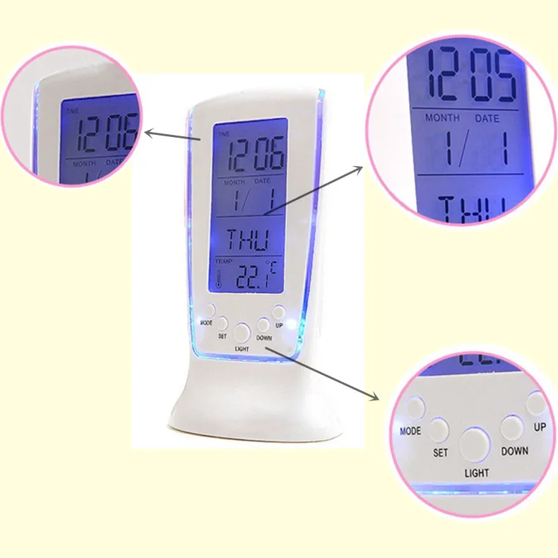 Electronic Smart music Alarm Clock Desktop backlight Snooze Digital Alarm Clock