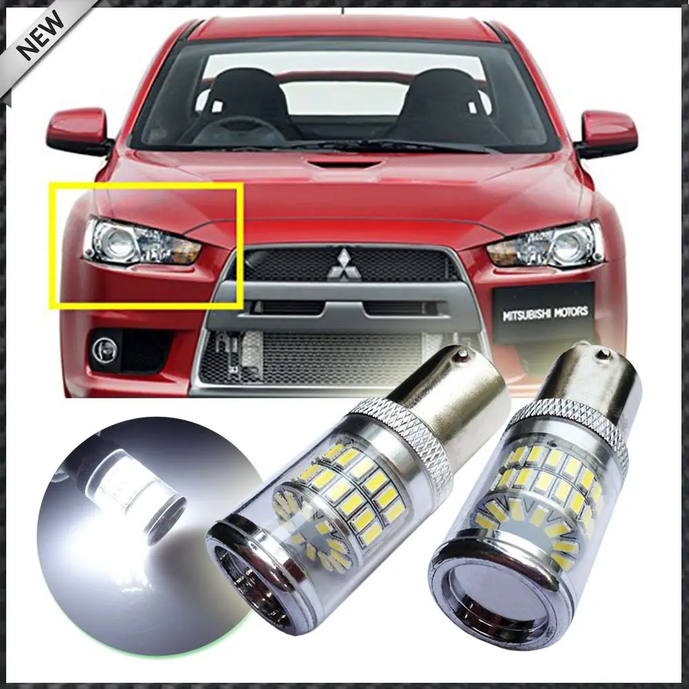 Ксеноновые белые 48-SMD 1156 7506 S25 P21W светодиодные лампы отражатель зеркальный дизайн для 08 + Mitsubishi Lancer Evo дневные ходовые огни