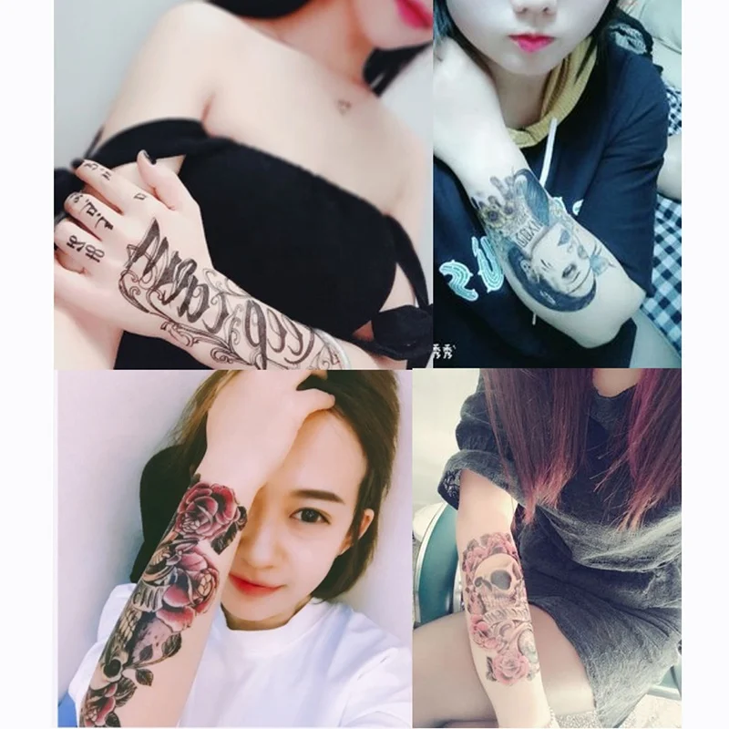 HB601-HB640 In Stock Half Arm Leg Body Art Painting Temporary Tattoo Sticker For Men