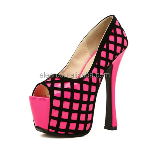 Factory handmade office lady heels black and white high heels shoes