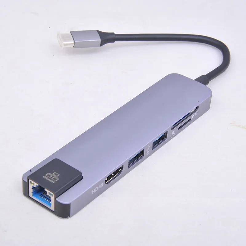  7 в TYPE-C до HD MI USB3.0 RJ45 Ethernet конвертер адаптера SD устройство для считывания с tf-карт Type-C USB концентратор 60 Вт PD переменного