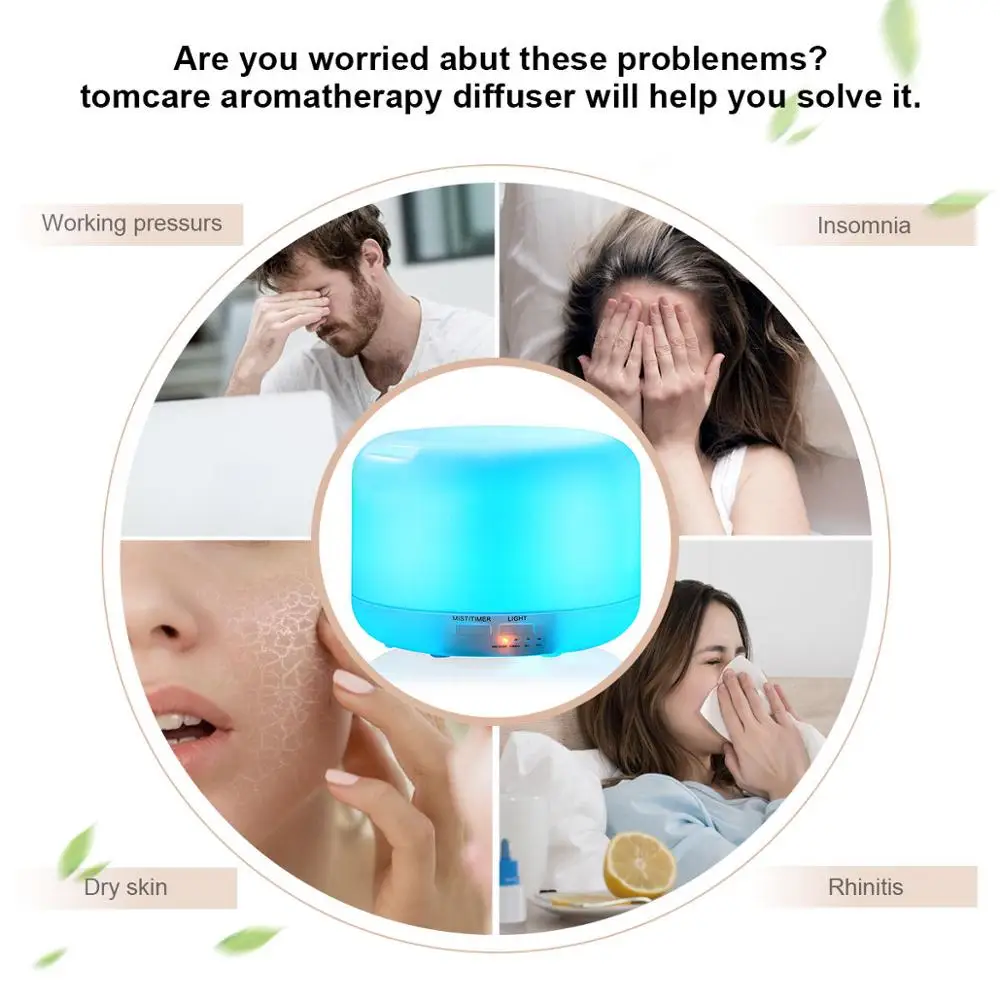 
Remote control 300ml ultrasonic Cool Mist Aroma Diffuser with changing colored led lights Aromatherapy Humidifier 