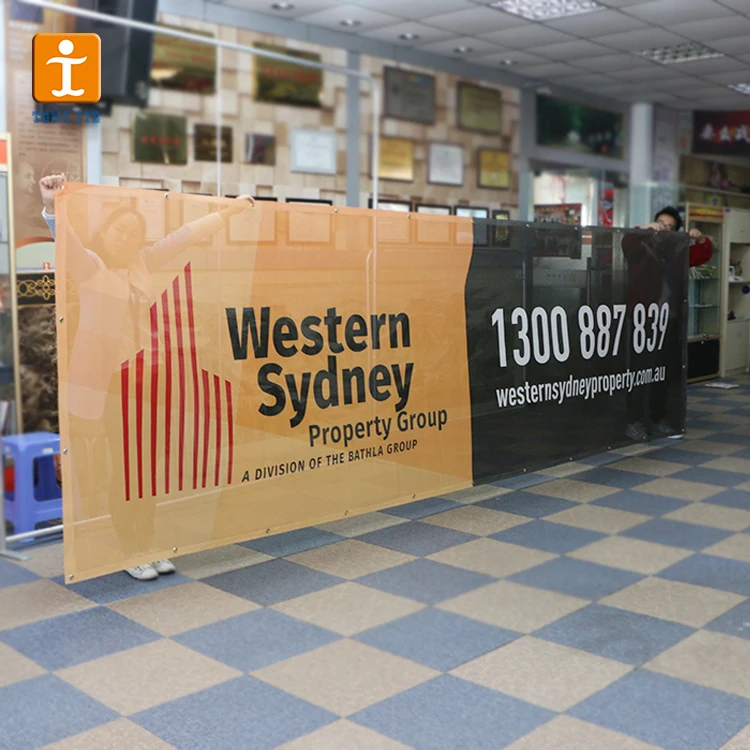 Event cheap Vinyl Mesh Fence,Weight fencing banner, vinyl coated polyester scrim mesh banner material with pvc