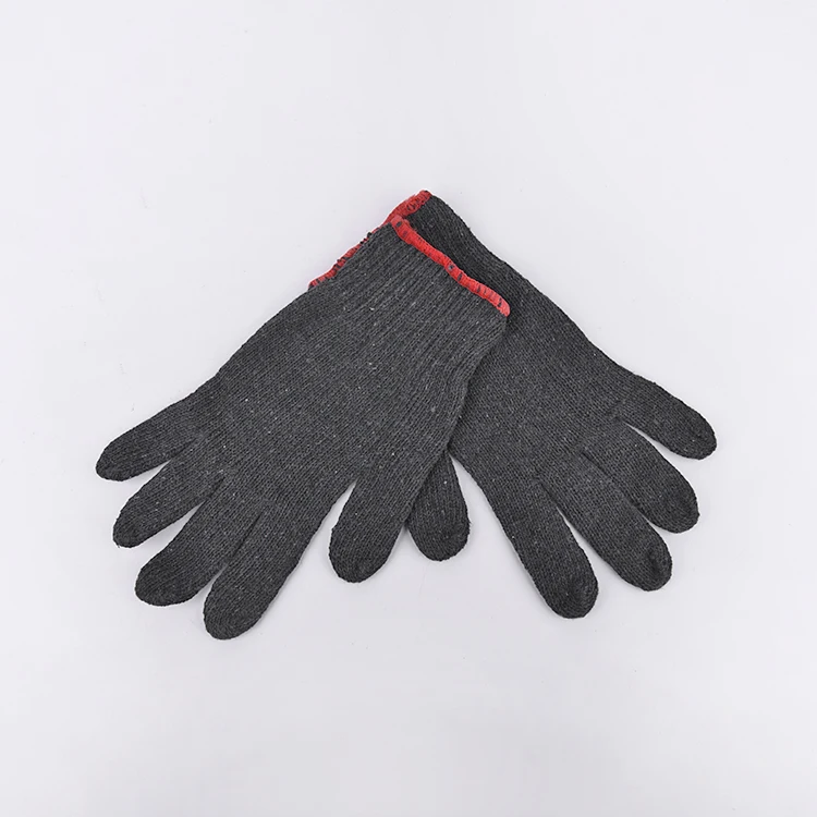 Cheap Grey Cotton Gloves Red Overlock Heavy Duty Warehouse Move Knitted Cotton Working Anti Slip Machinist Safety Tools Gloves