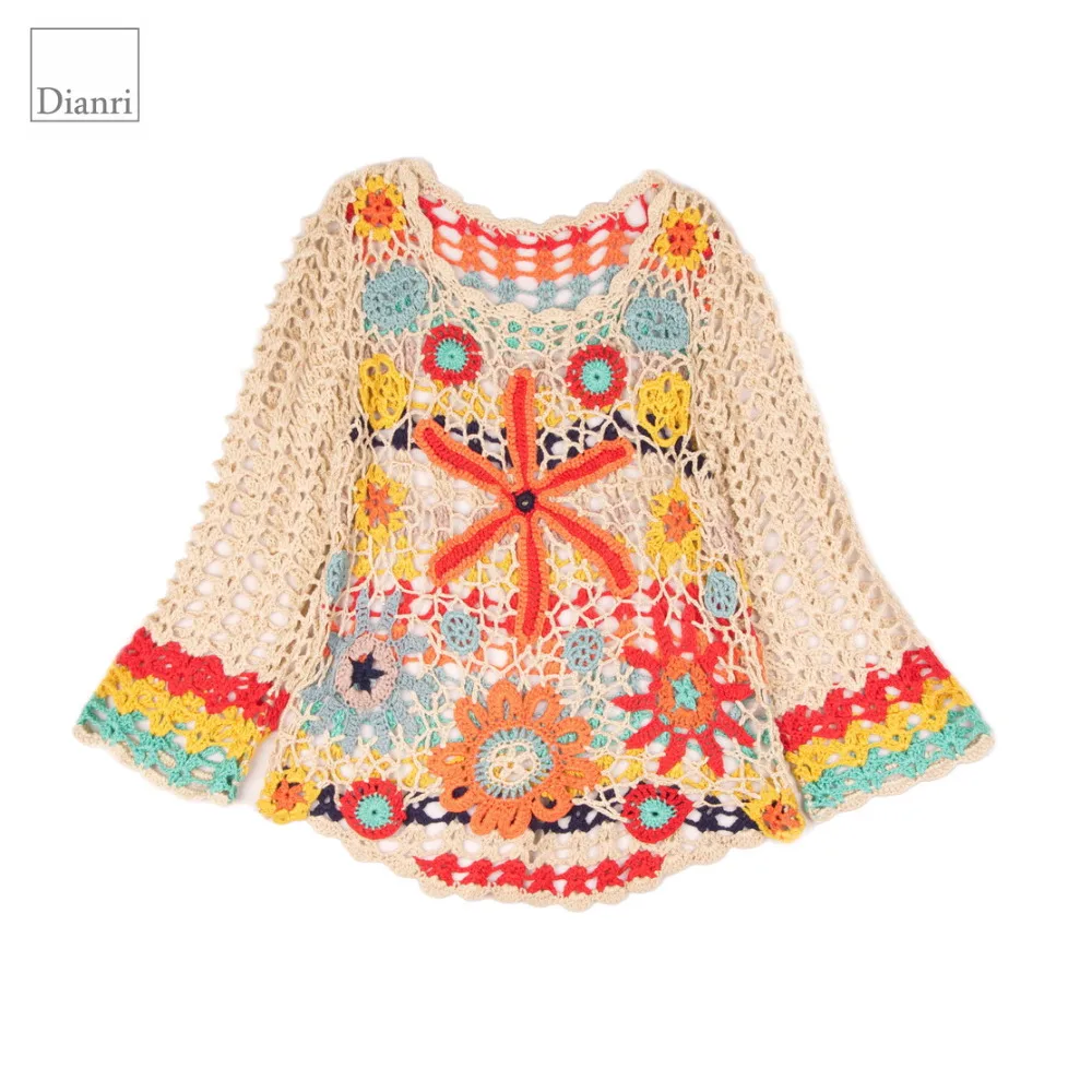 
woman multicoloured crochet pullover 