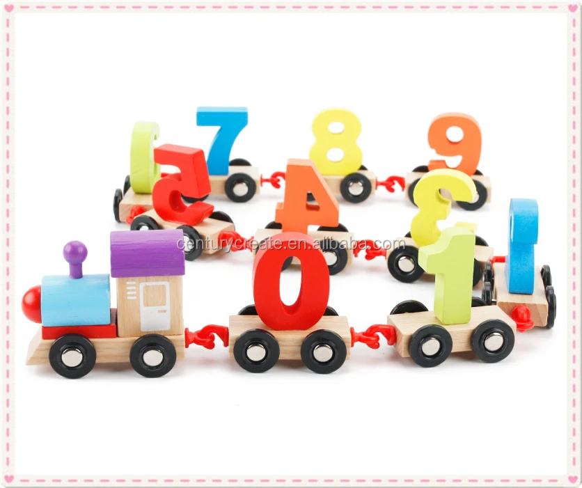 Educational children Wooden numbers and digital train toy set for kids
