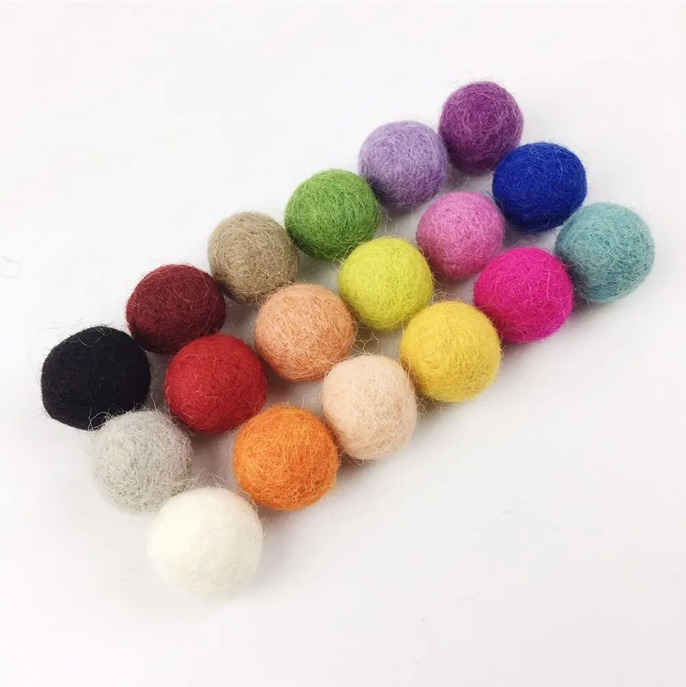 Mixed Color Wool Pom Gumball Beads Craft Decoration 25mm Diy Christmas Decor Wool Felt Balls