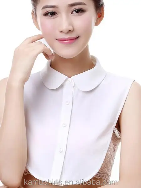 Girls Women Peter-Pan Collar  Half Shirt Blouse