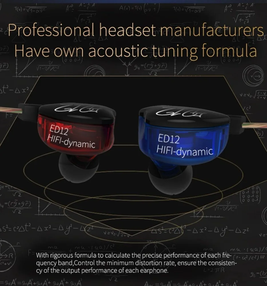 Плотным верхним ворсом KZ наушники KZ-ED12 в ухо шумоподавления с микрофоном для iPhone / Android