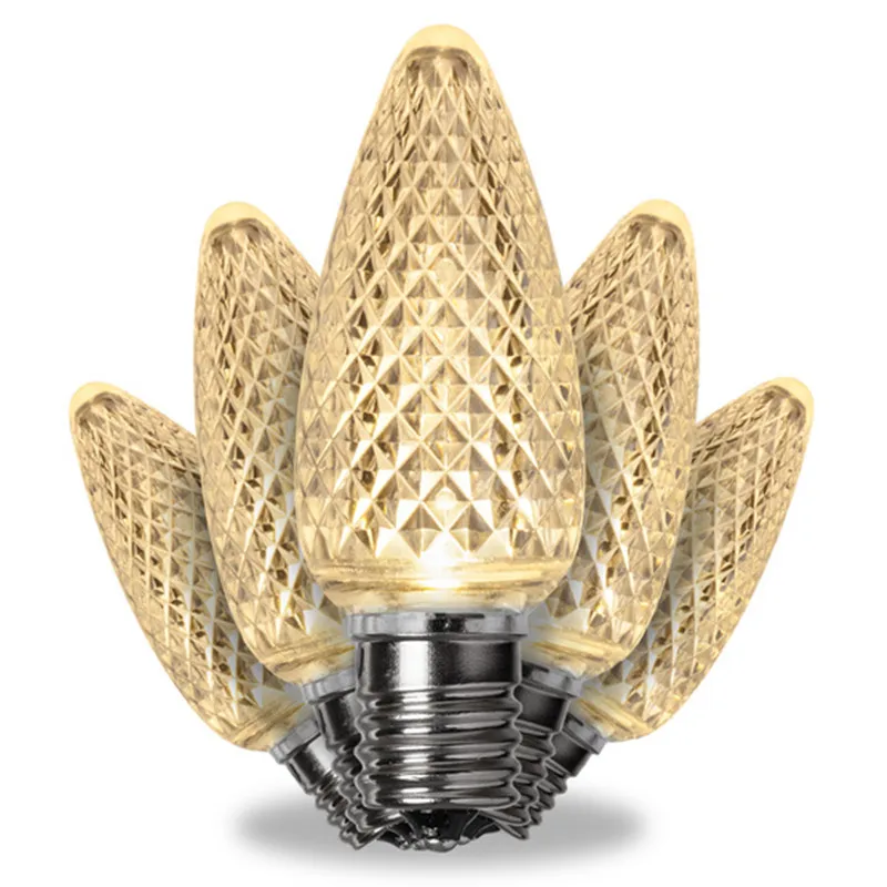 Multi-Color C9 LED Replacement Faceted Bulbs 2 SMD LED Diodes in Each Bulb Fits E17 Socket