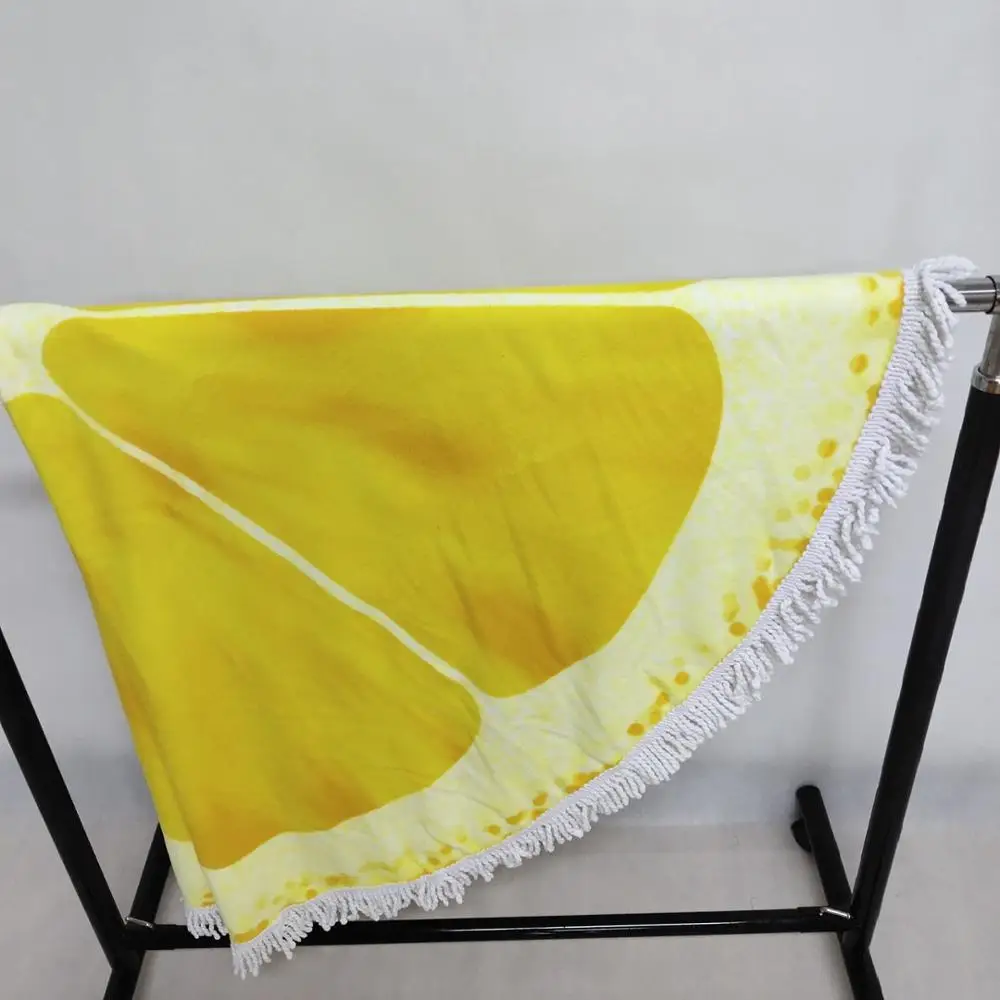 
Microfiber Lemon fruit round beach towel 