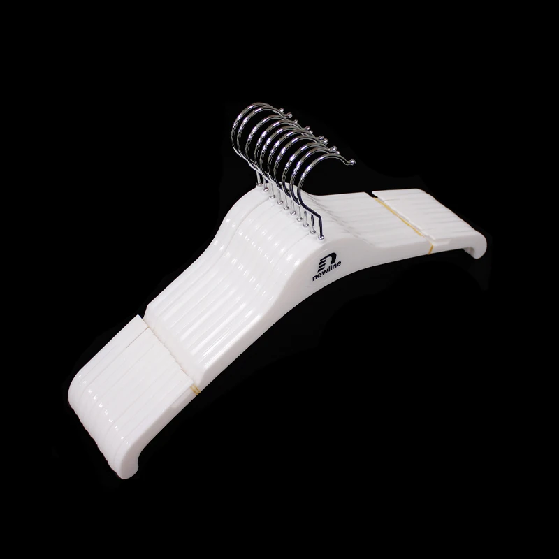 Custom colors white plastic clothes dress coat hangers logo printing