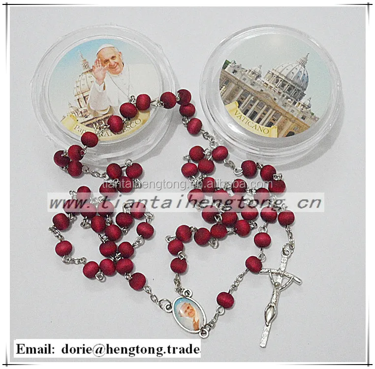 Pope Francis scent rosary with jesus christ crucifix cross packing by plastic box