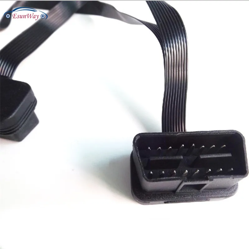 Ultra Thin High Quality OBDII Extension Cables Right Angle OBD II 2 16 PIN Y Splitter Cable 1 Male to 2 Female OBD Socket Plug