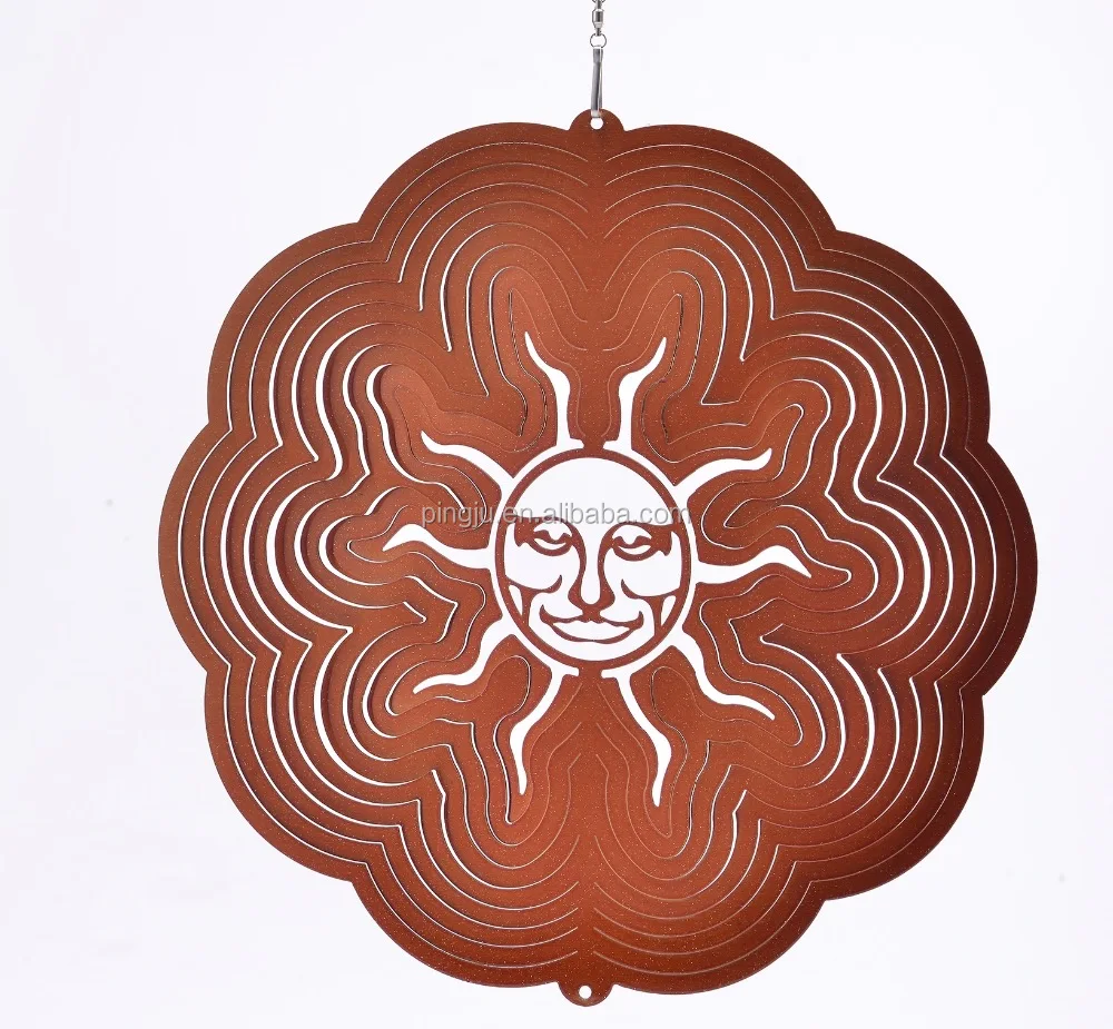 
laser cut Stainless steel wind spinner- Classical 3d Sun 