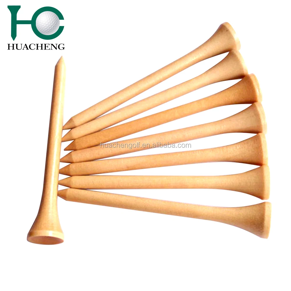 Длинные тенниски для гольфа из натурального дерева/бамбука, Размер 2 3/4 дюйма, с принтом логотипа