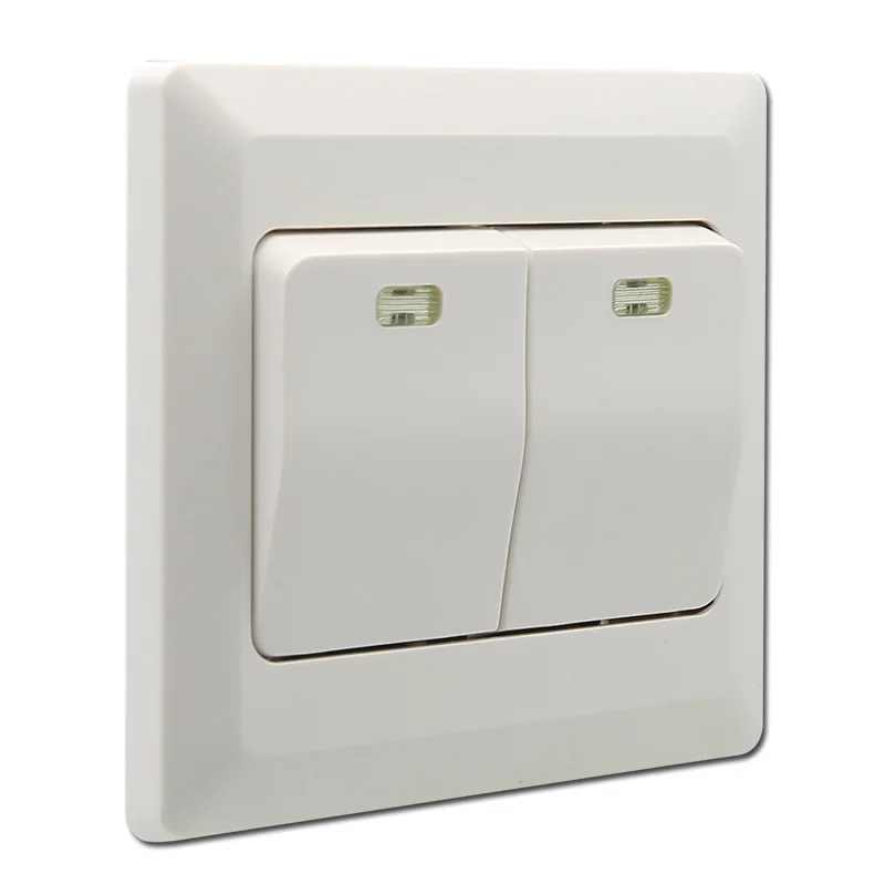 Новые электрические товары материал ПК 10A 220 В 2 банды 1 способ настенный выключатель