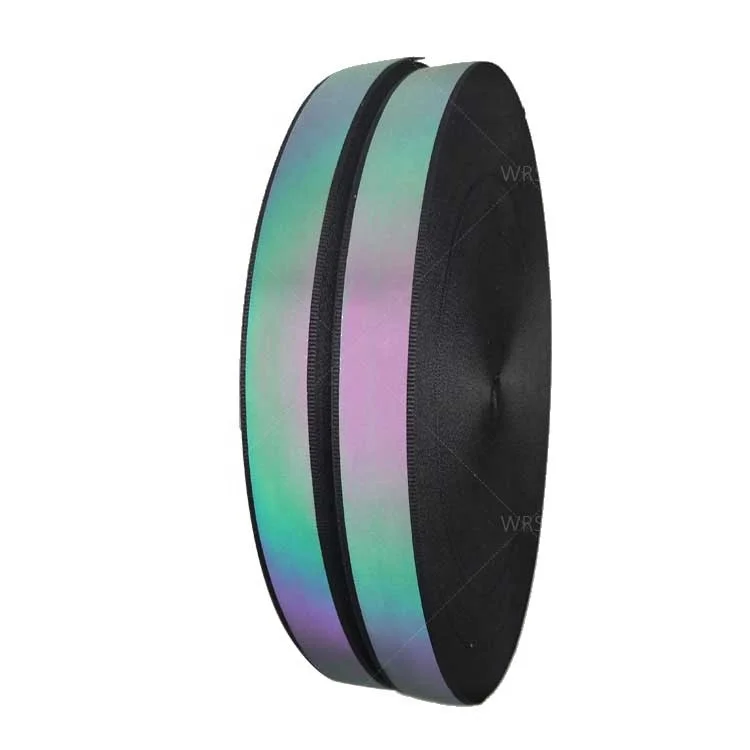 custom hi viz 2 inch shine fluorescence colorful nylon woven reflective logo on the webbing fabric tape for clothing