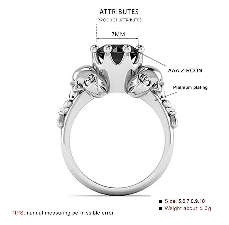 
Fashion design black stone diamond ring set wedding engagement zircon ring 