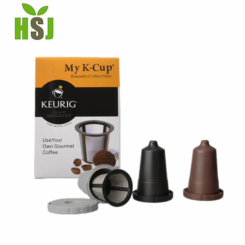Многоразовый кофейный фильтр золотистого цвета, наборы маленьких и цветных фильтров k-cup