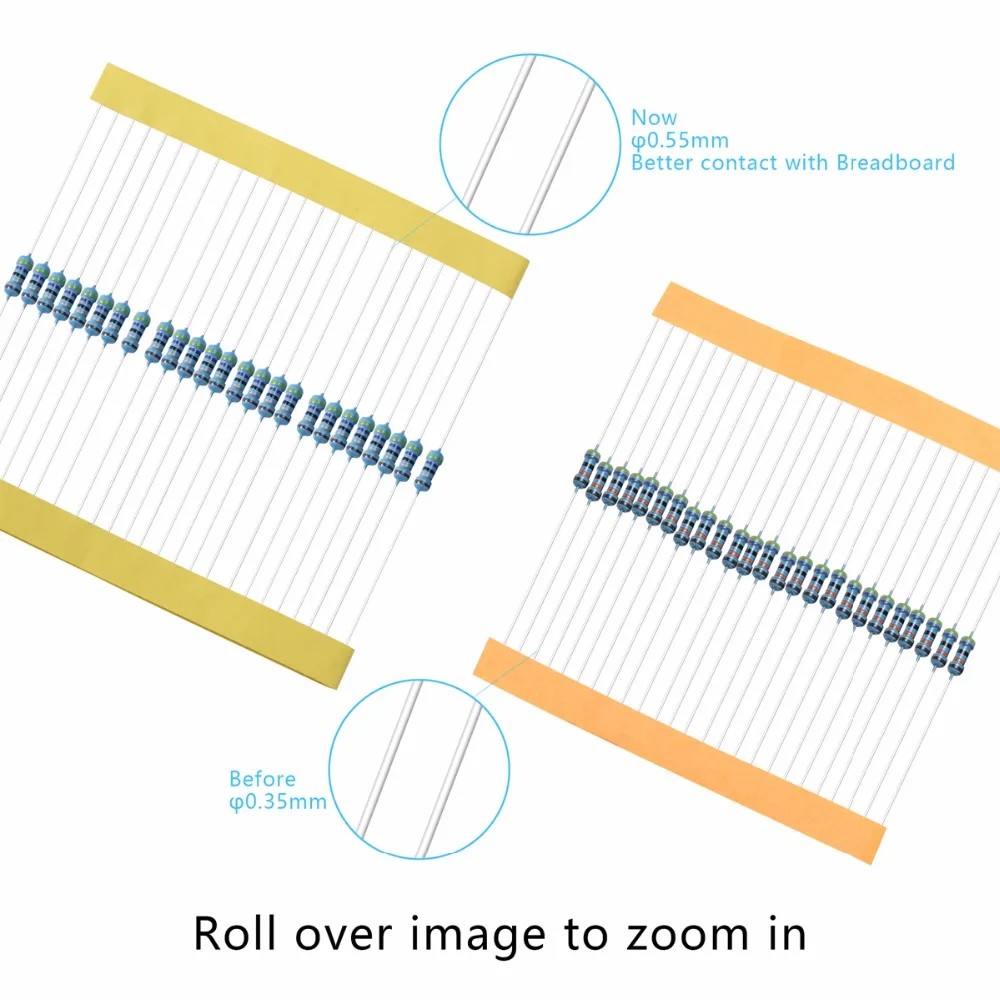 
ODSEVEN 18 Values 1/4W 1% Resistor Kit Assortment 0 Ohm-1M Ohm (Pack of 575) 