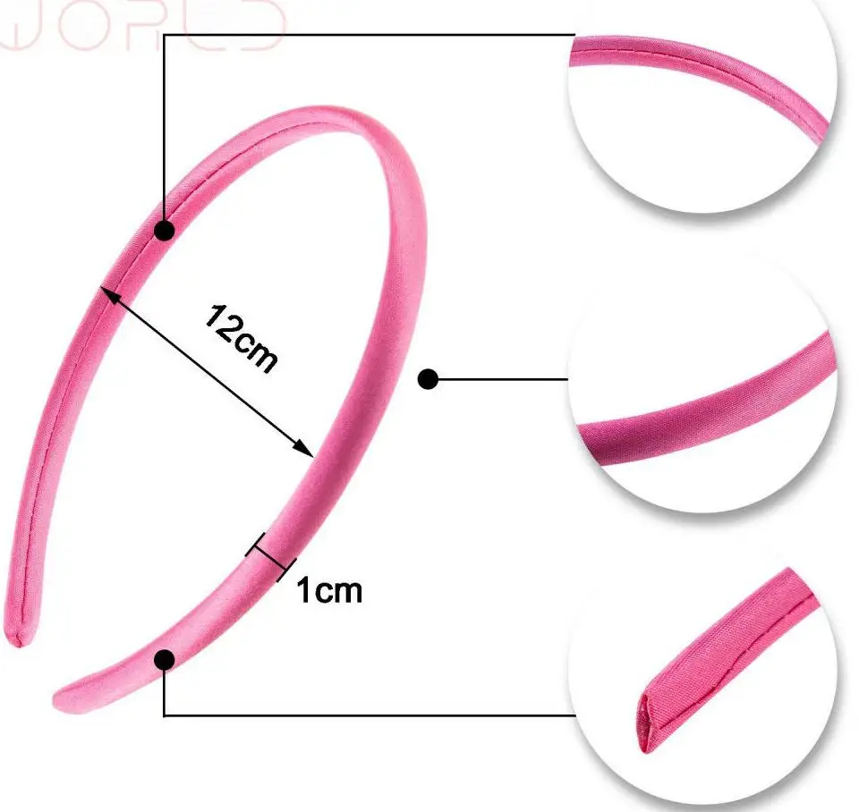 Wiipu 10 mm Baby Girl Satin Headbands Ribbon Covered 36 cm Perimeter ond bag 50pcs/lot