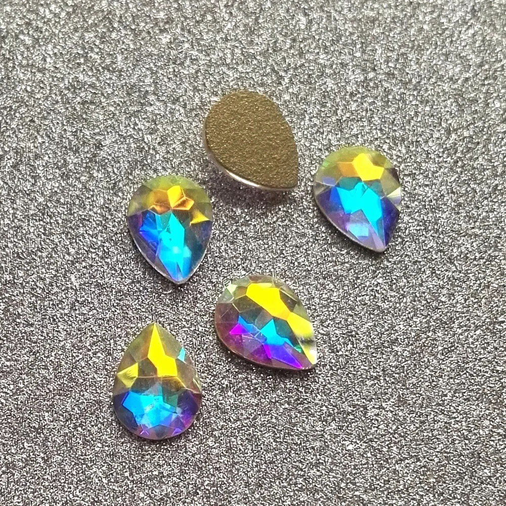 crystal AB teardrop  non hot fix foiled back bling nail art rhinestones