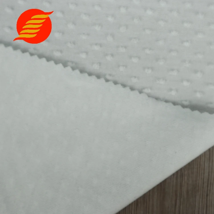 White stretch super soft jacquard clip swiss minky dot fabric