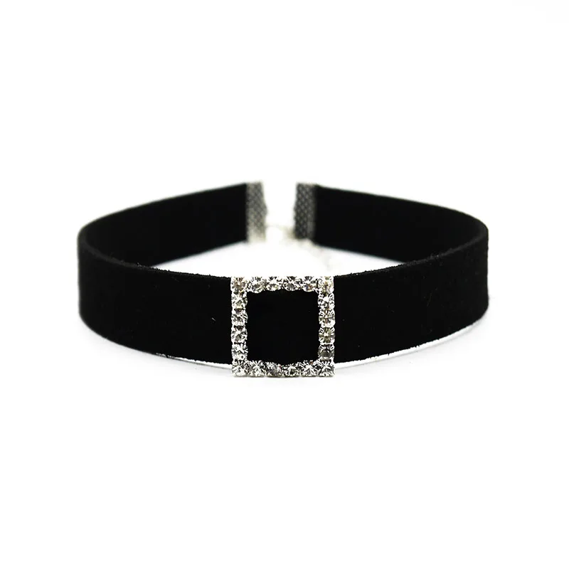Rhinestone Choker Lace Velvet High Quality Heart Shaped Black Choker Necklace