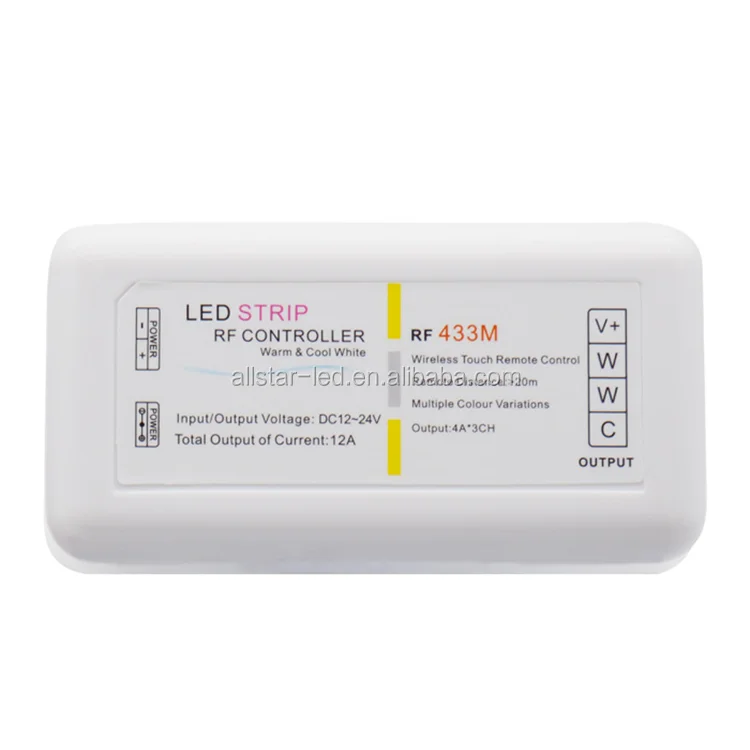 Newest 2 channel dimmer led strip controller 12V color temperature controller WW/CW with touch remote for dual white led strip